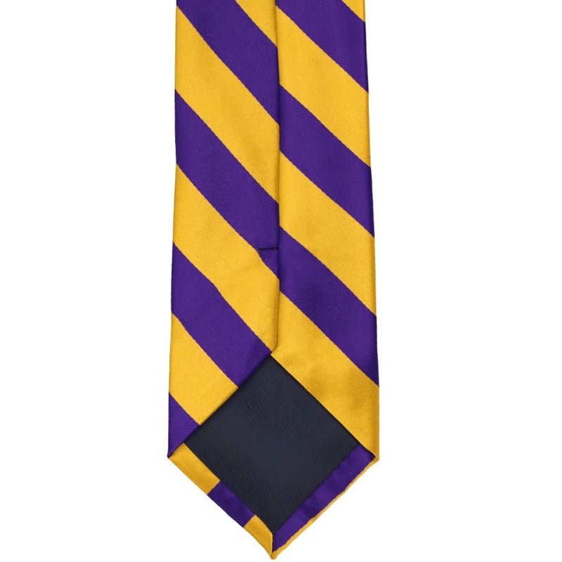 tiemart Striped Tie (Dark Purple and Golden Yellow) - Image 4